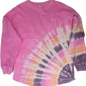 PINK Victoria's Secret Sweatshirt Womens XS Pink Tie Dye Pullover LOVE PINK Logo